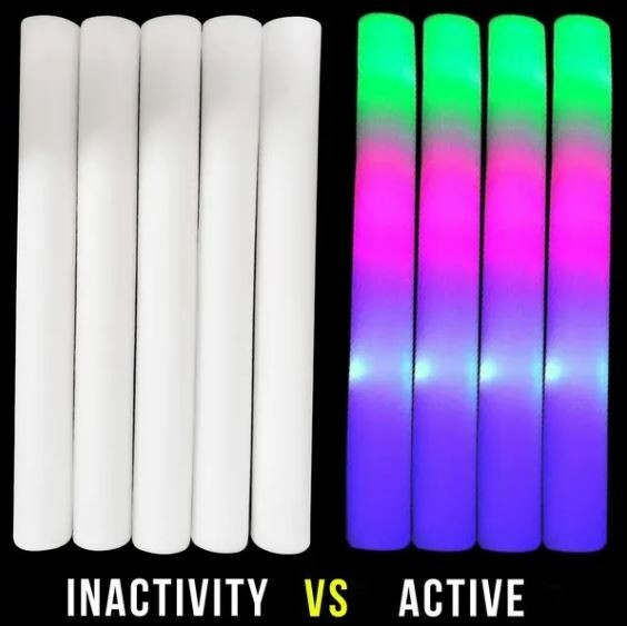 50 PCS LED Light Up Foam Sticks Baton Wands Rally Party Rave Tube Soft Glow Wand