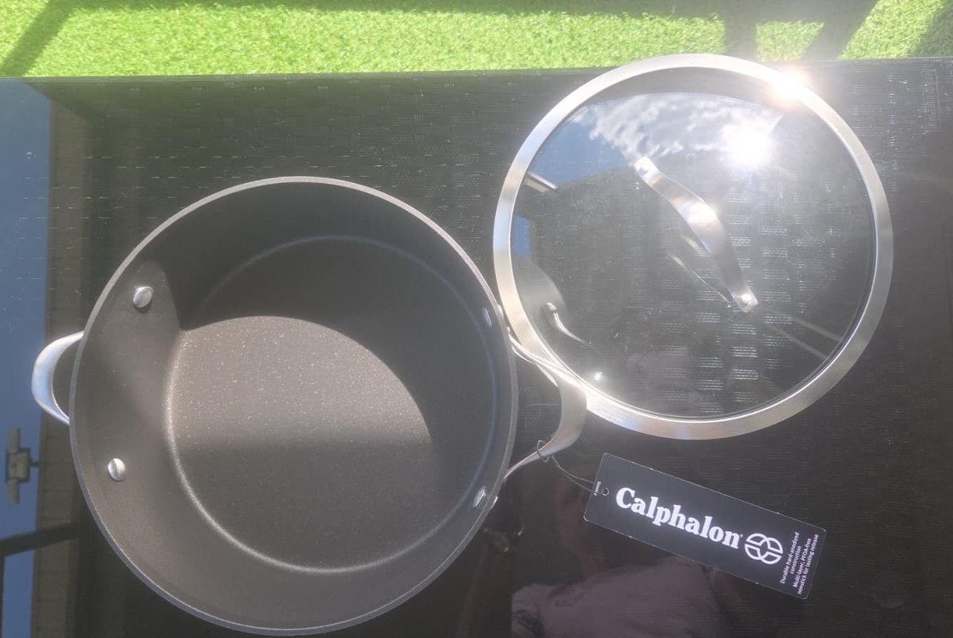 Calphalon 5 Qt Hard Anodized Nonstick Pan w/ Glass Lid 8785 NEW Heavy Duty