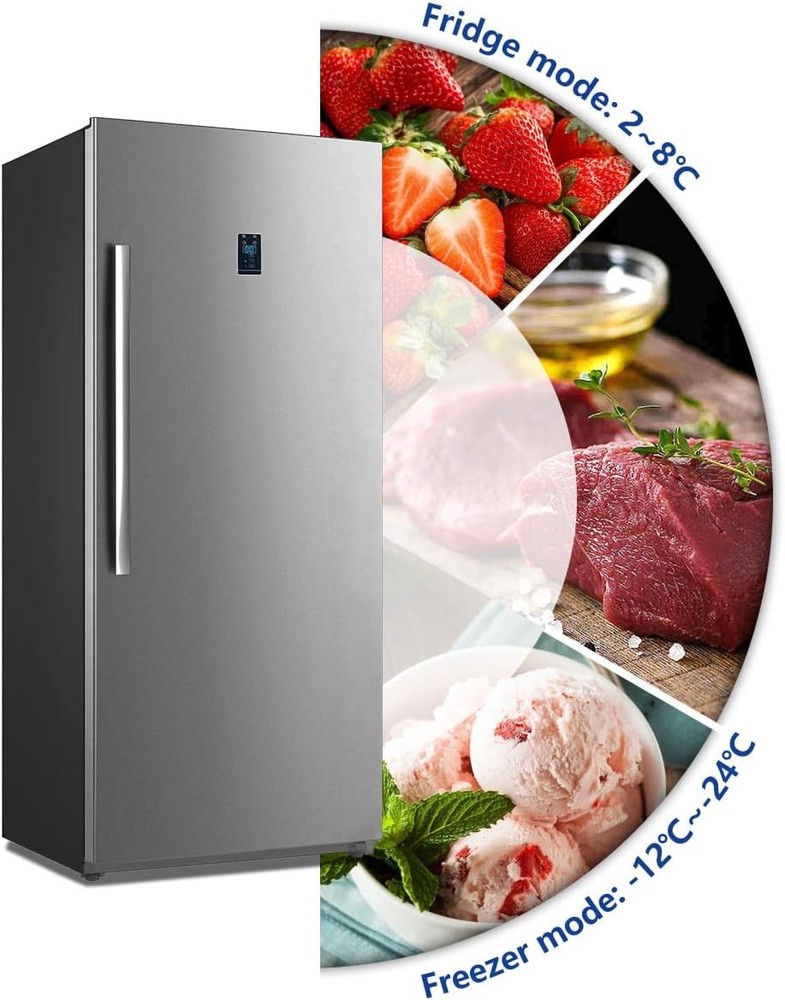 Smeta 21 Cu.Ft. Upright Freezer, Convertible Refrigerator with LED Control Panel