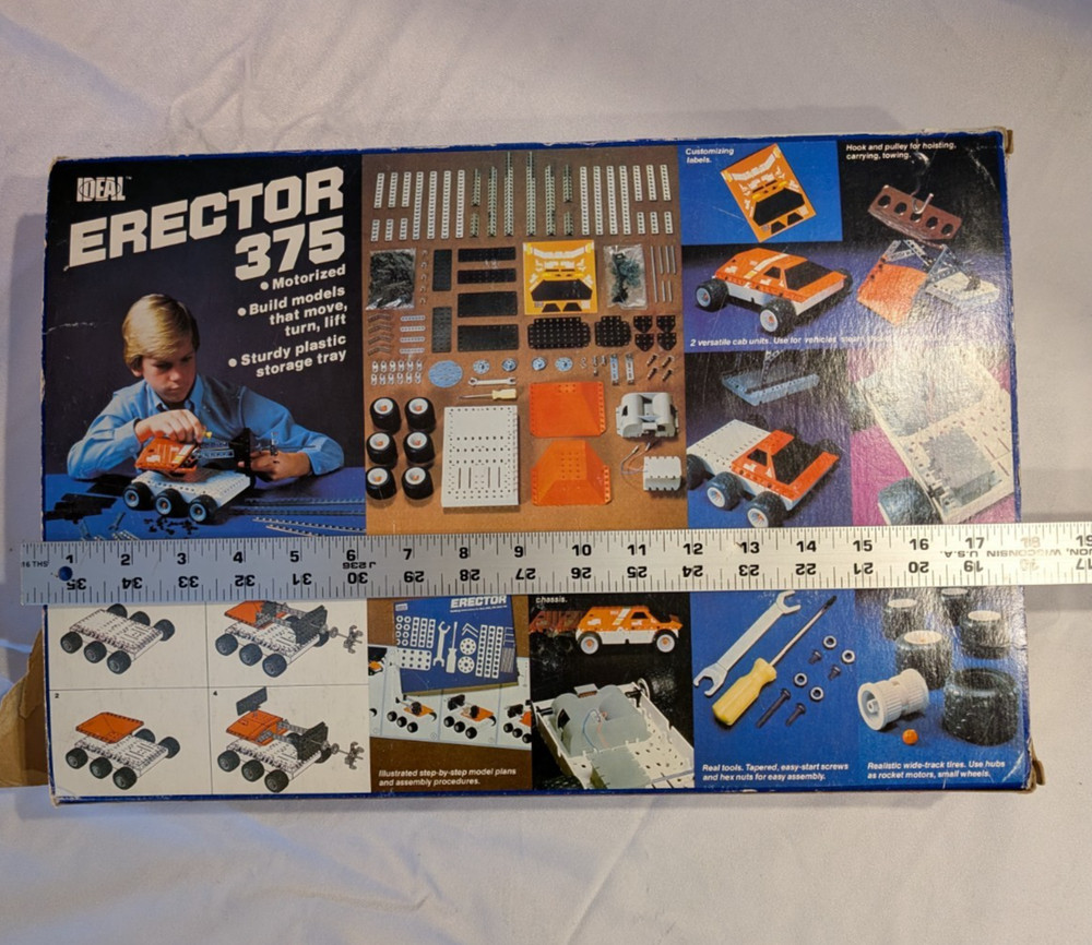 Vintage 1981 Ideal Erector Set 375 Motorized Construction Mostly Complete