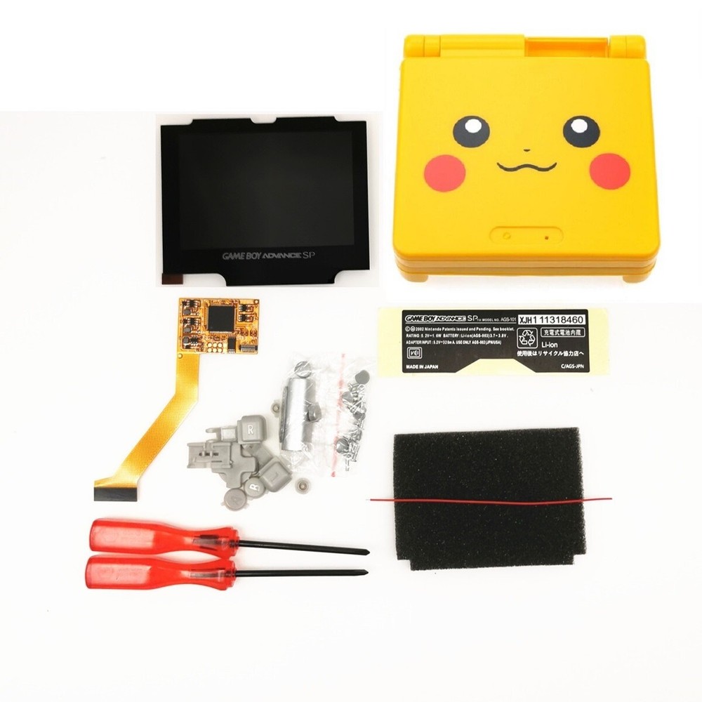 V2 IPS GBA SP Backlight Backlit LCD For Game Boy Advance SP + Pre-cut Shell Case