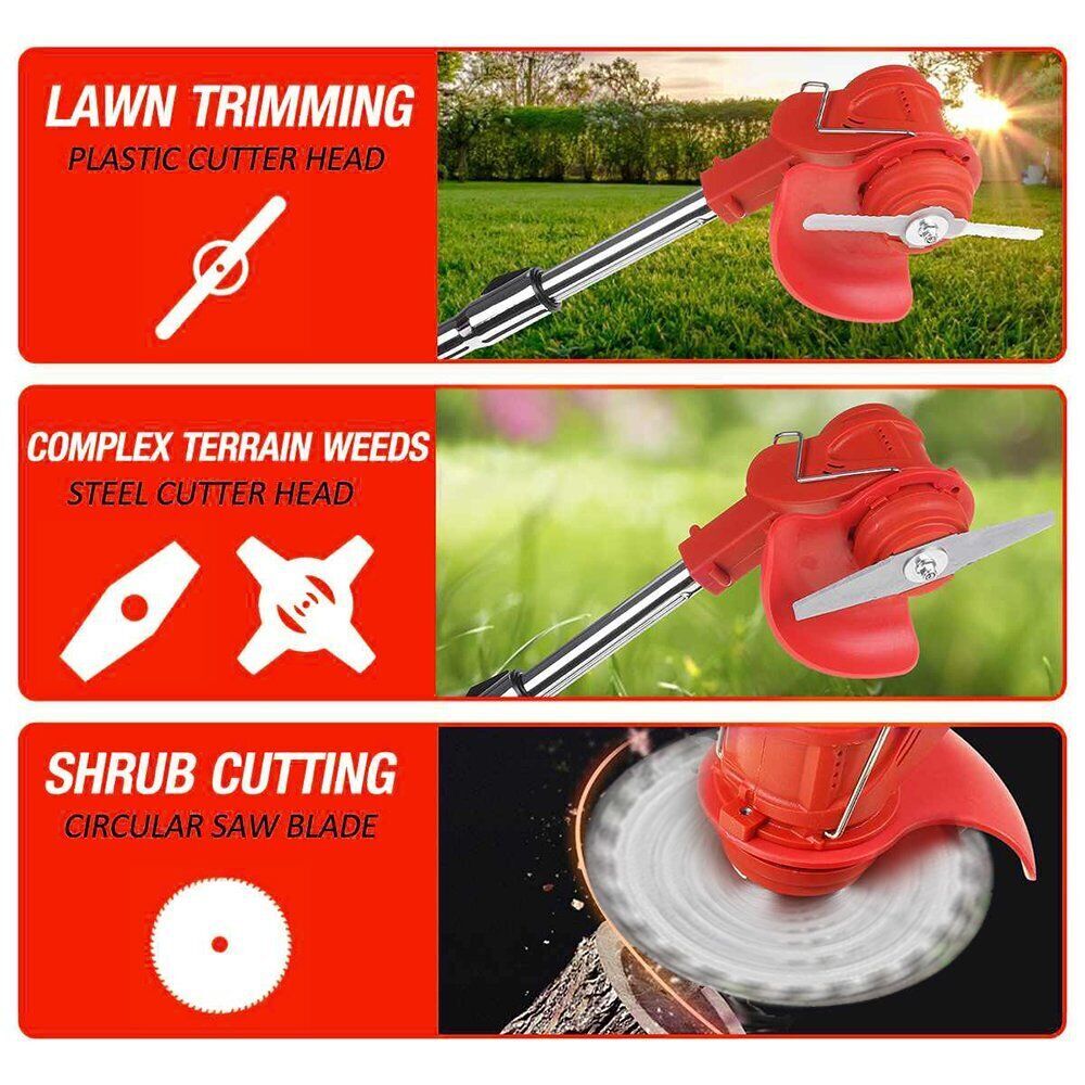24V Electric Weed Eater Cutter Grass String Trimmer Cordless 2 Battery Powered