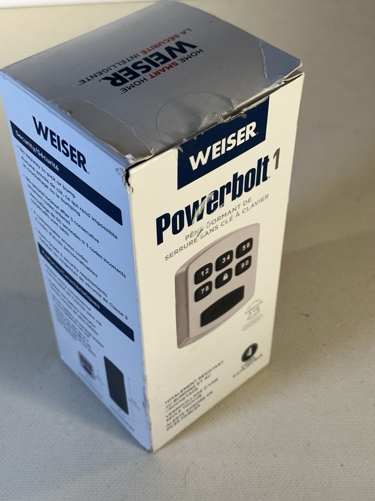Weiser Powerbolt 1 (2017) Silver Keyless Touchpad Deadbolt 4 user codes