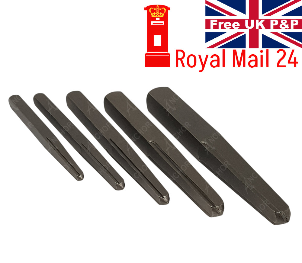 5pc Screw Extractor Remover Tool Tapered Punch Set For Broken Damaged Stud Bolt