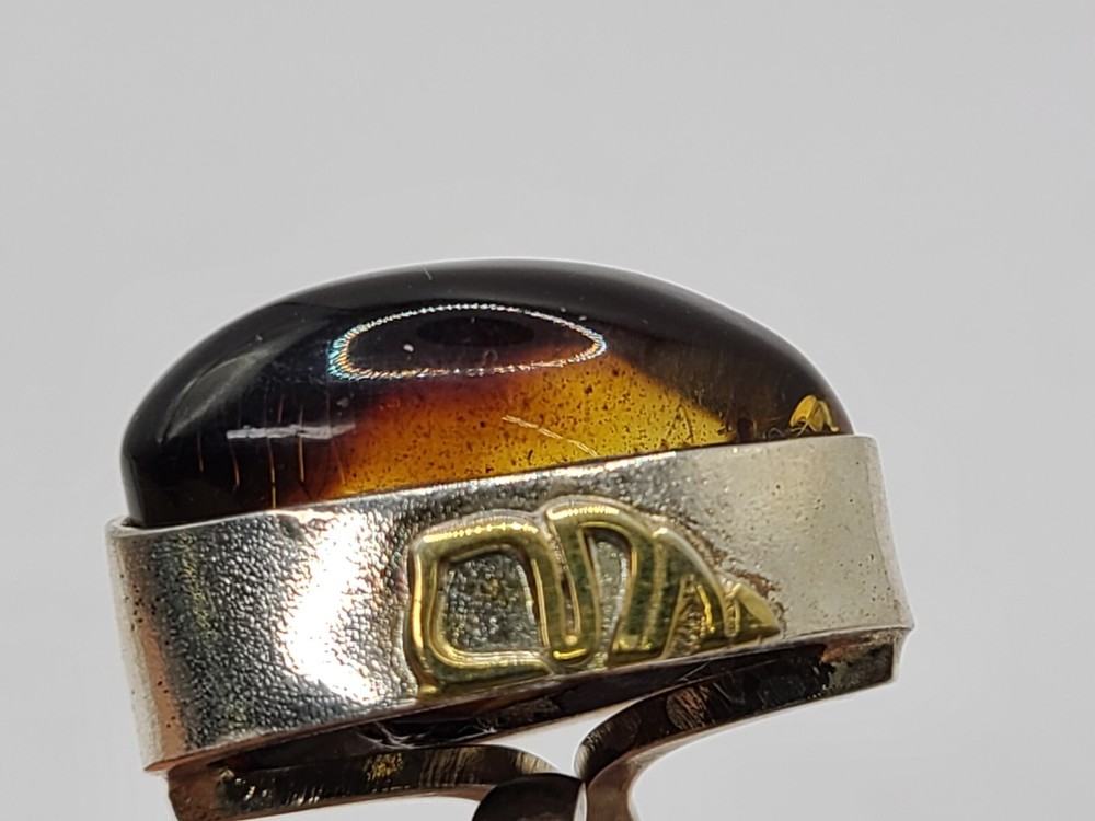 Dark Amber Statement Ring Handmade sz 9