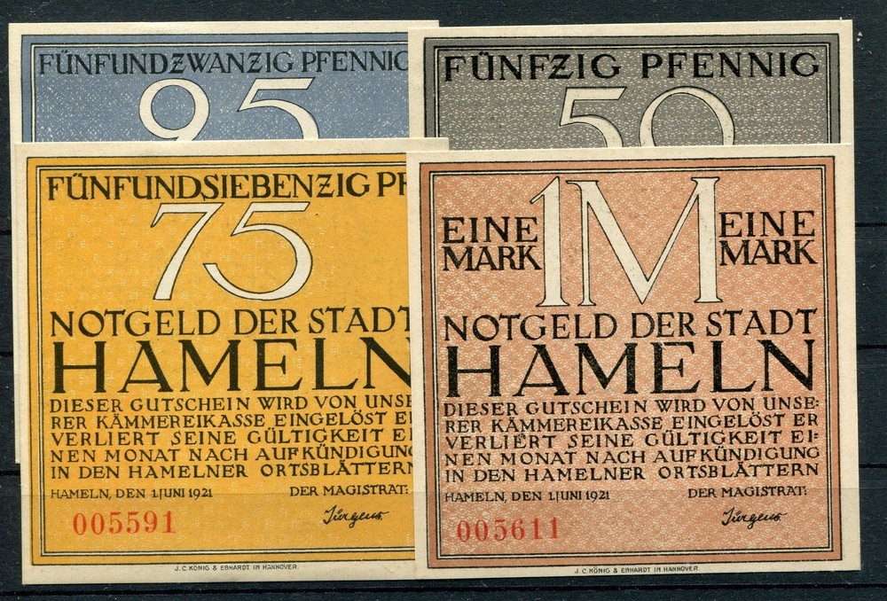 Hameln 4 Banknotes Emergency Money Series Complete