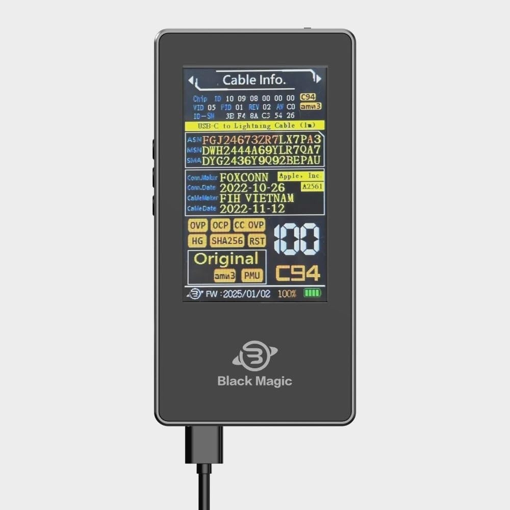 NoirsBoxes iPhone Cable Tester MFi E-Marker Voltage Power Output Lightning