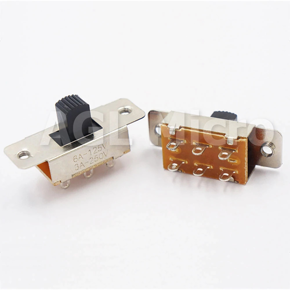 5pcs 3 Position DPDT Slide Switch 2P3T PCB Panel 6A/125V 3A/250V
