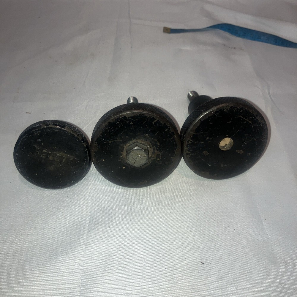 Cast Iron Adjustment Grip Knobs- Two 1/2 & One 3/8- Vintage