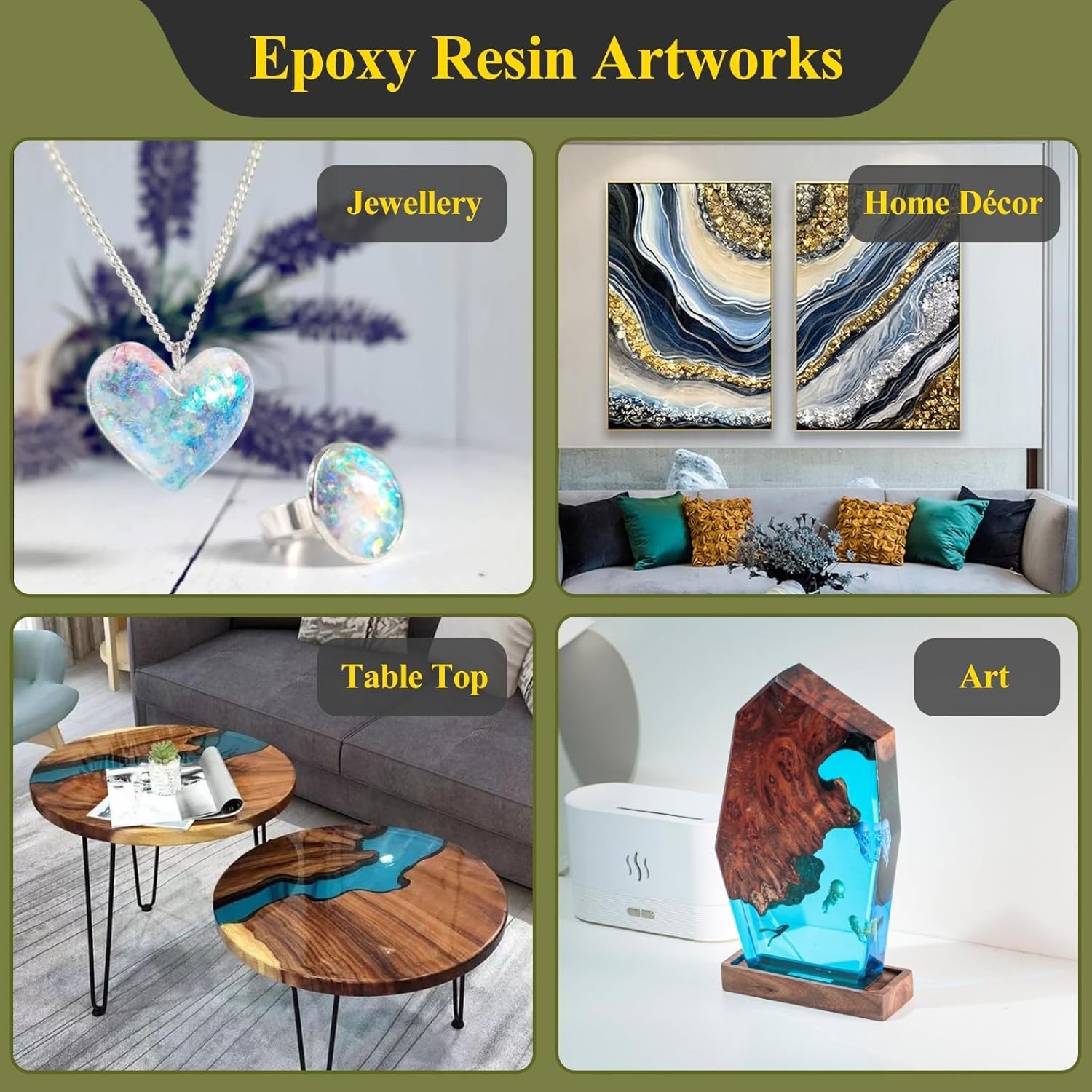 68OZ 3×UV Resistant Resin Kit,No Bubble & Crystal Clear Epoxy Resin for Coating,