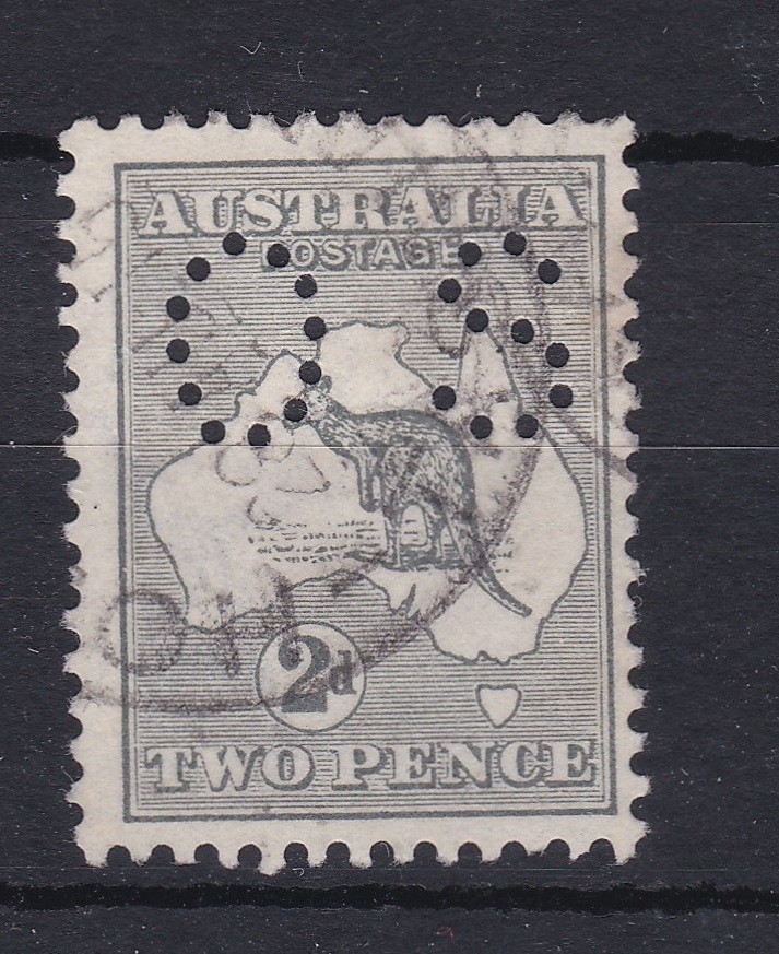 K4406) Australia 1915 2d Grey Kangaroo Second watermark punctured ‘OS’ BW 6ba