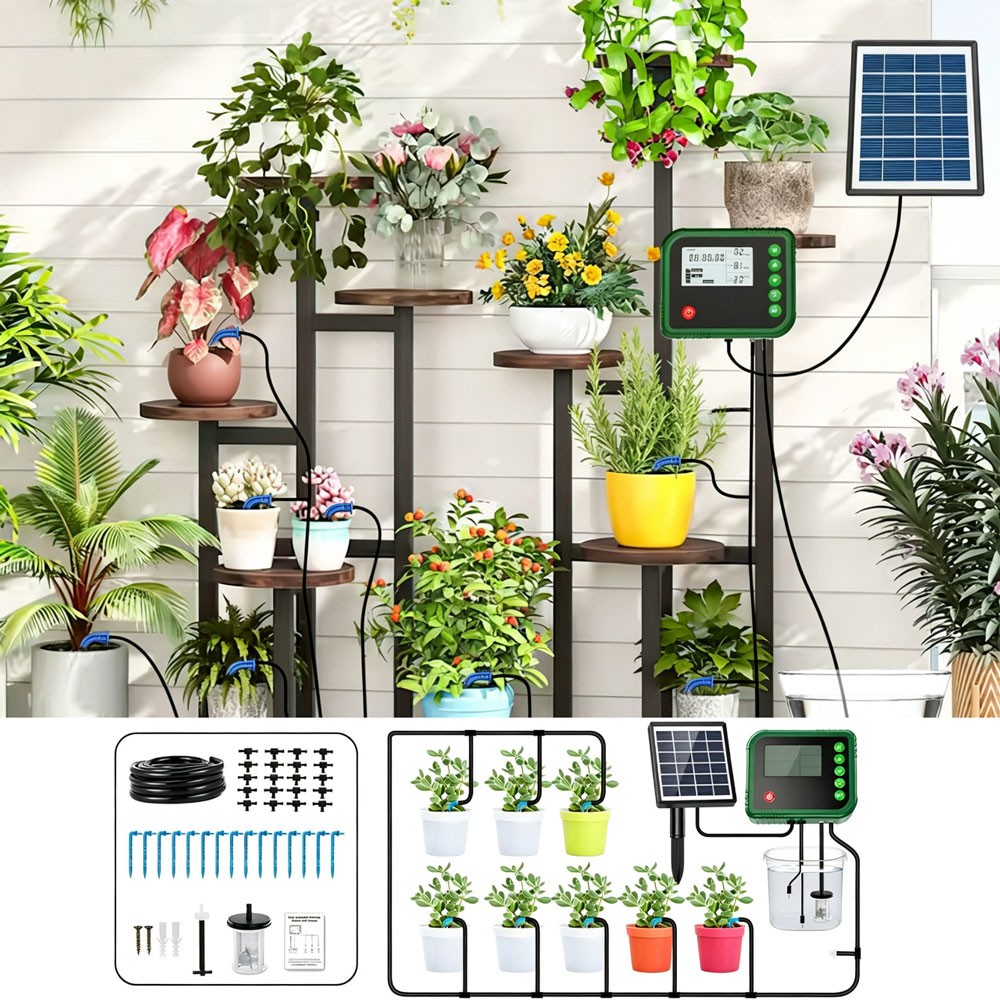 NEW HOT Solar Plant Watering System Automatic Irrigation System Kit with Timer