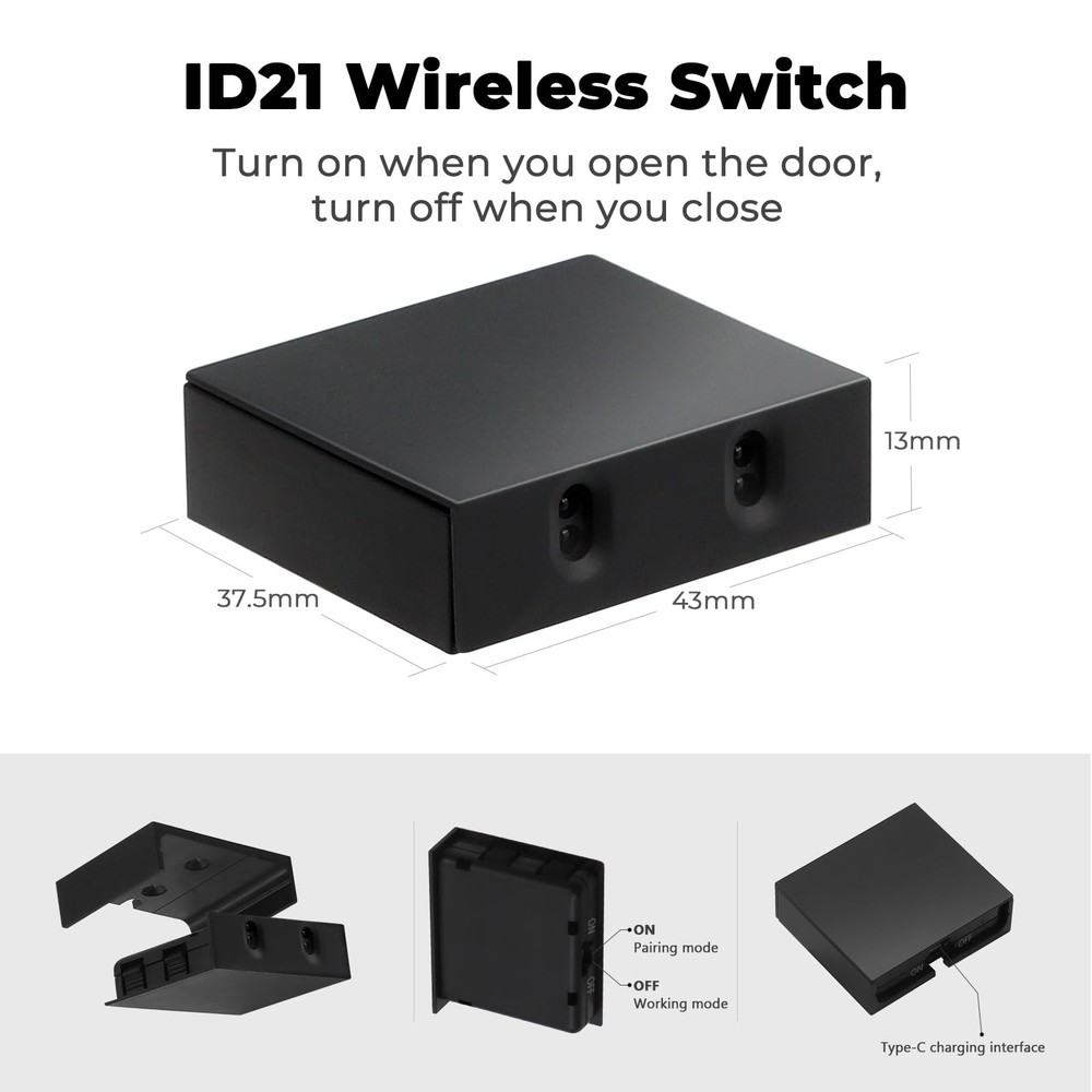 Motion Light Switch IR Switch, Wireless Door Activated Light Switch for Close...