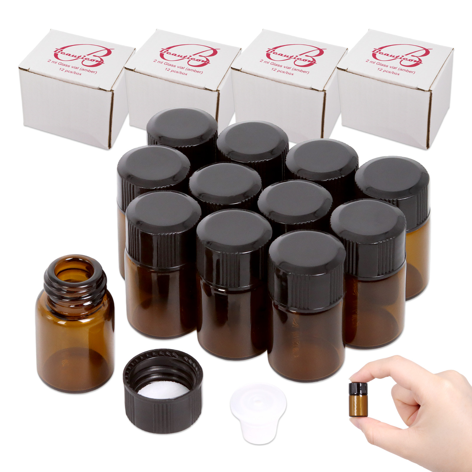 USA 60 Bottles 2ML Essential Oil Perfume Sample Glass Bottle with Reducers