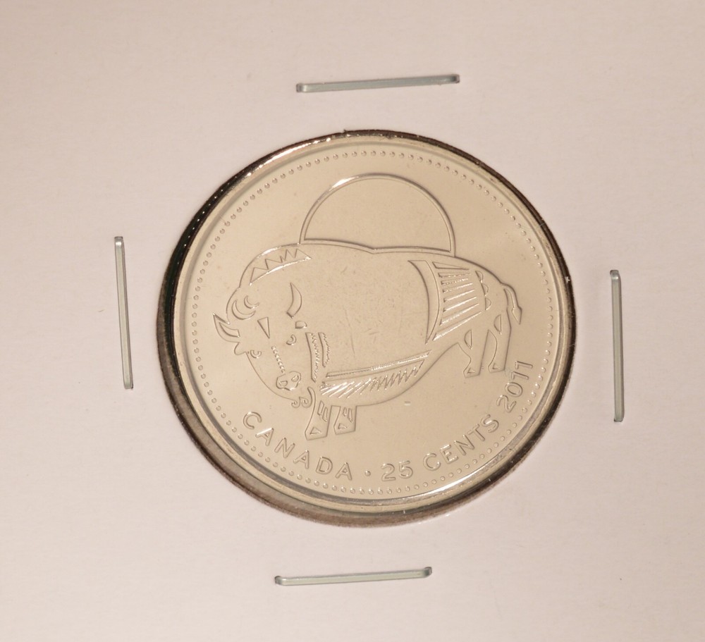2011 - Bison - NO COLOR -  25cent - Uncirculated from original mint roll