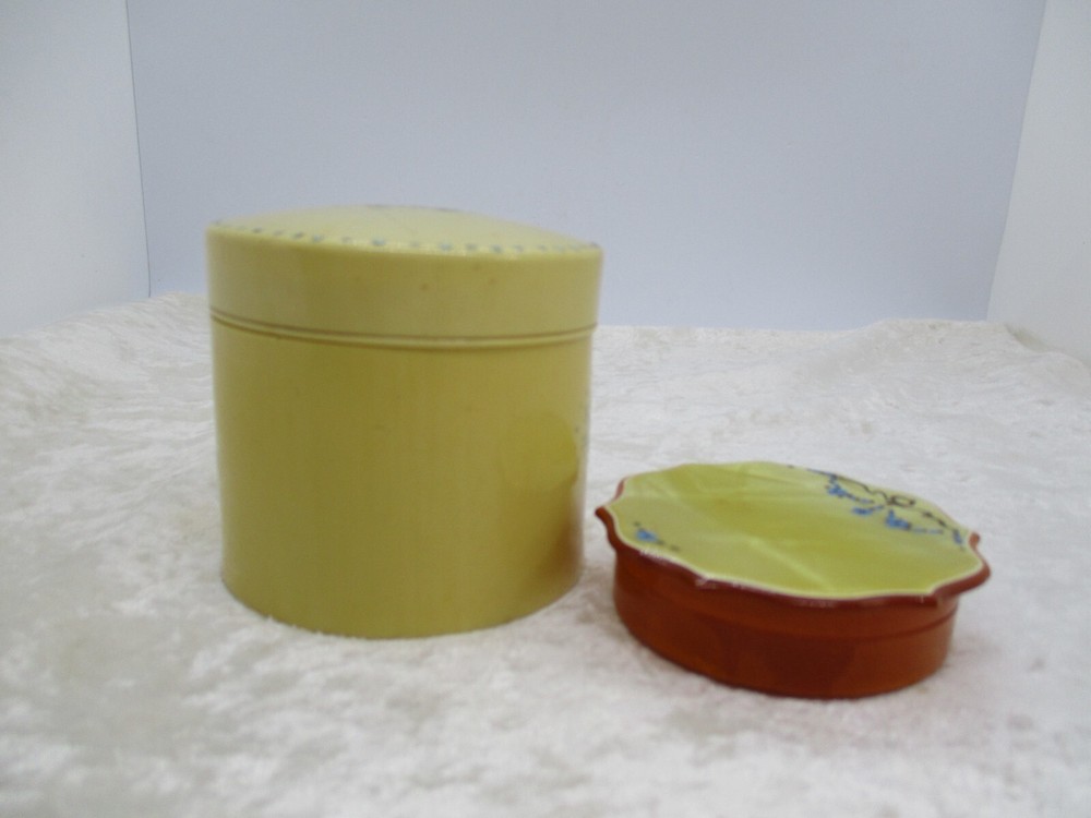 2 Vintage Celluloid & Bakelite Vanity Face Powder & Dusting Powder Boxes w/Lids