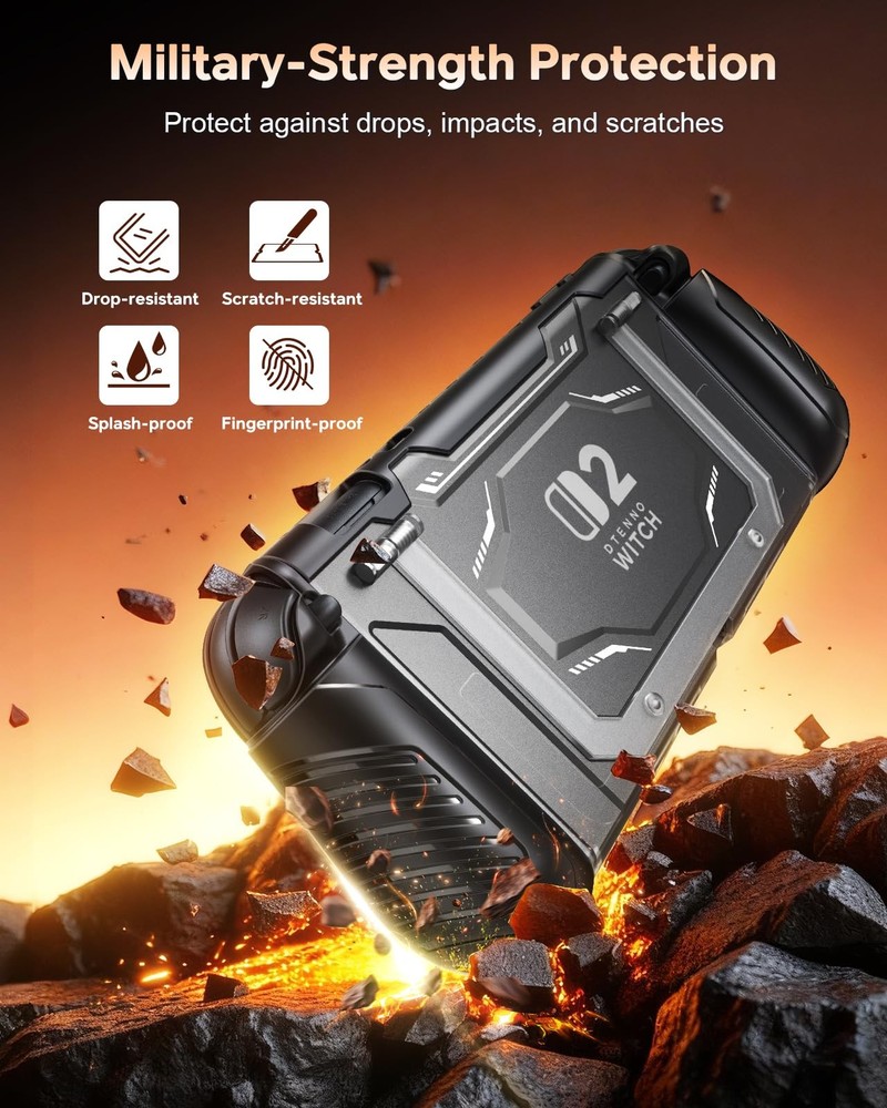 Switch 2 Protective Case with Kickstand, FYOUNG Dockable for 2, Black