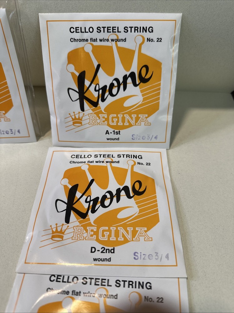 Krone Cello Strings Set Size 3/4 Chrome Flat Wire Wound Made In Germany