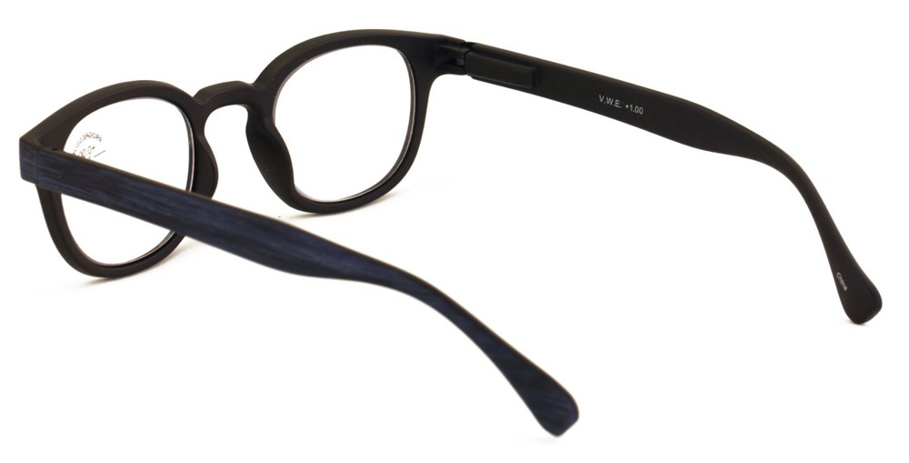 Progressive Multifocus Round Reading Glasses – Tri-Focal Clear Reader - Wood Gra