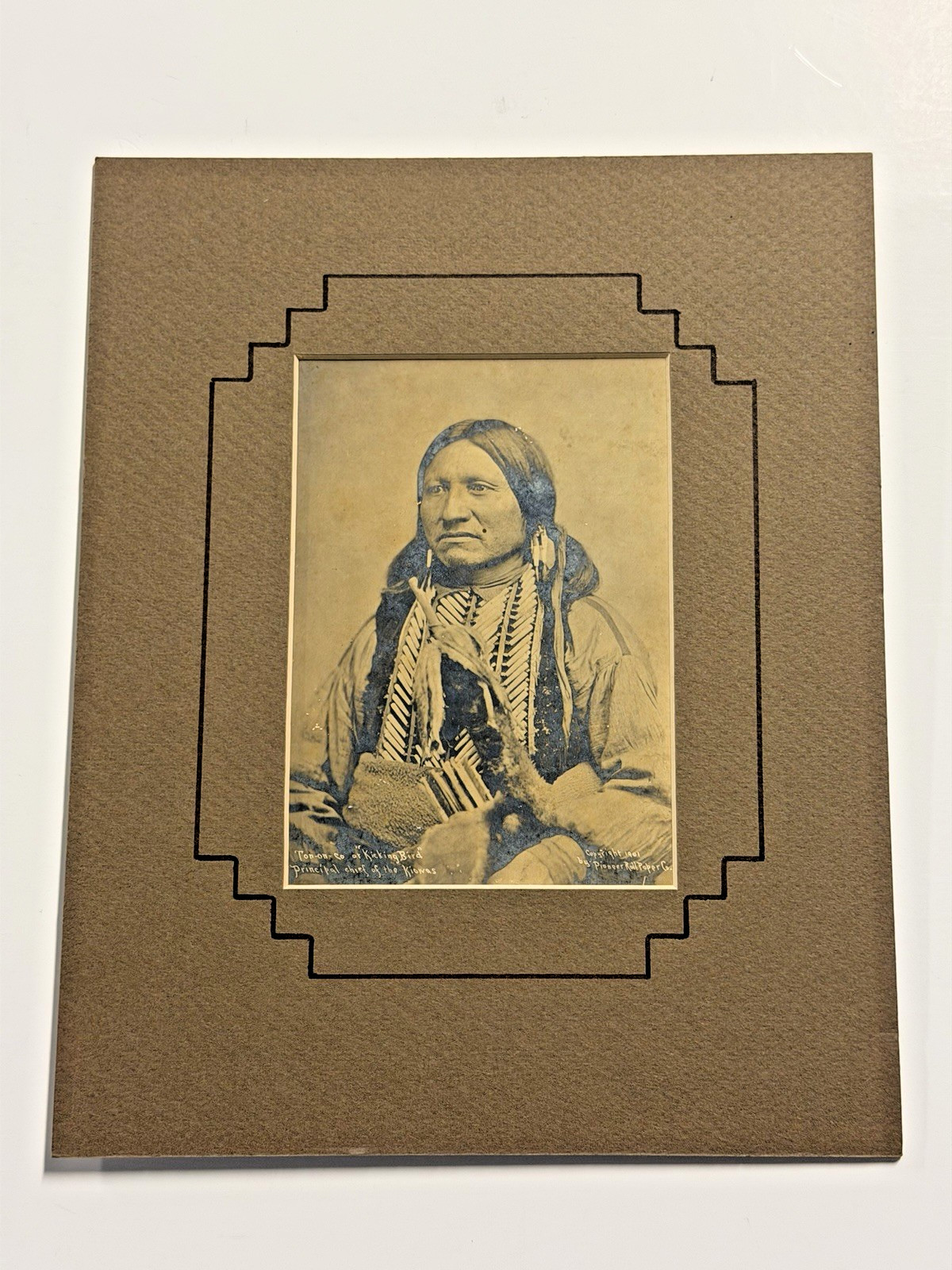 Antique Native Amerian Indian Photograph of Kicking Bird (Teneangop'te) Cheif