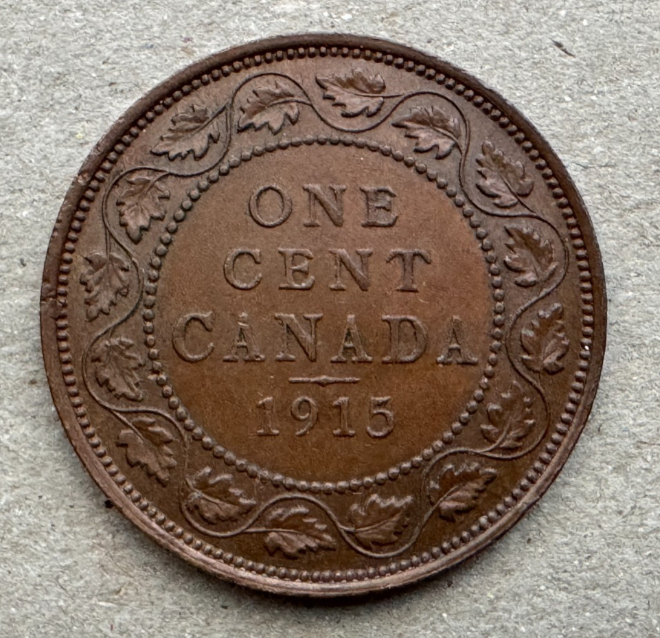 Canada, Cent, 1915, KM#21, About Uncirculated+, AU+