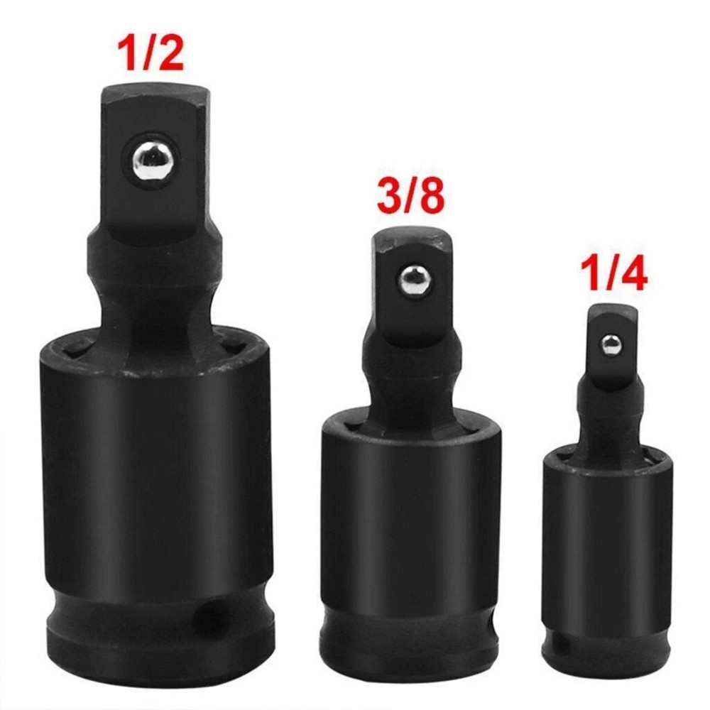 3PCS Chrome Molybdenum Impact Universal Joint Socket Set 1/4" 3/8" 1/2" Drive