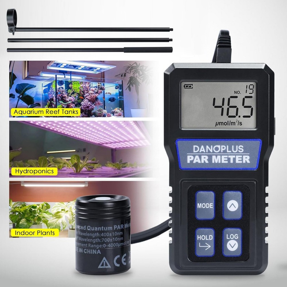 PAR Meter Waterproof IP68 Quantum Sensor PPFD Meter Data Logger for Reef Tank bg