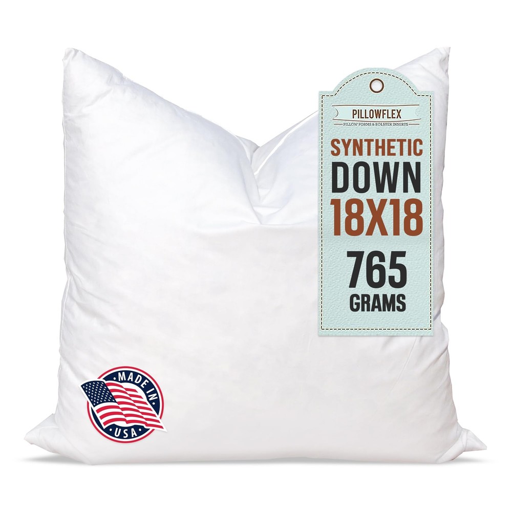 Synthetic Down Pillow Insert - 18x18 Down Alternative, Ultra Soft Throw Pillo...