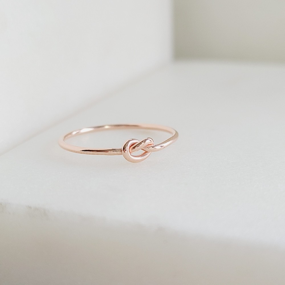 14k Solid Gold Tight Knot Ring, Solid Gold Minimalist Love Knot Rings