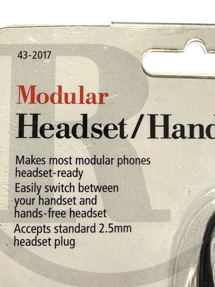 Radio Shack Modular Headset Handset Switch 43-2017 Telephone Accessory Prop NOS