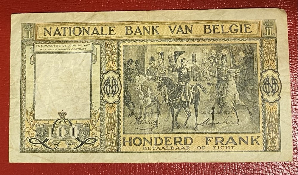 1945 Belgium 100 Francs Note