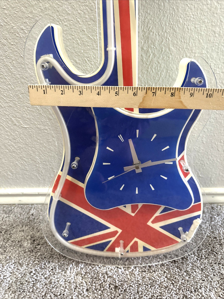 Union Jack Guitar Clock Wall Decor