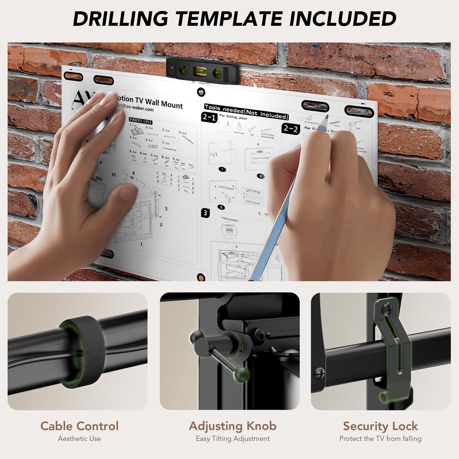 Full Motion TV Wall Mount Bracket for Most 32-85 inch TVs,TV Mount with Dual ...