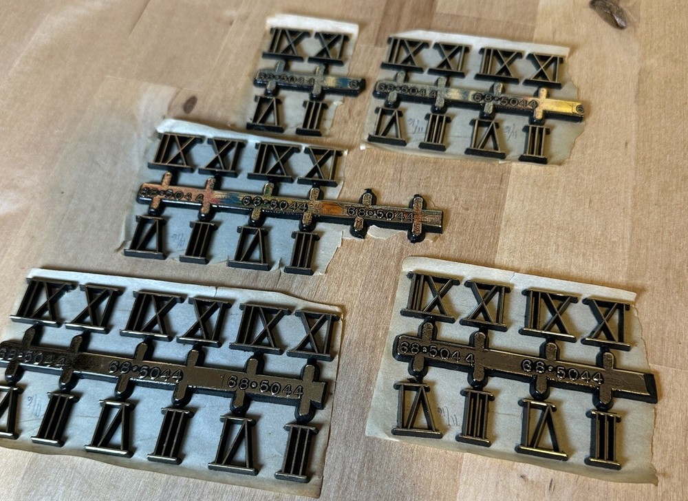 Clockmaker's Lot Vintage Clock Roman Numerals, Assorted Plastic on Cards