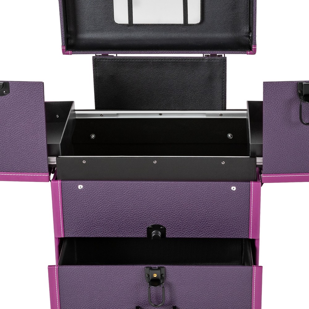 Rolling Makeup Case Beauty Organizer Box Lockable Cosmetic Case Trolley