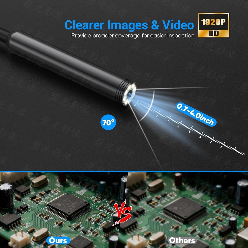 Endoscope Camera with Light, 1920P HD Borescope Camera with 8 LED Lights 16.4ft