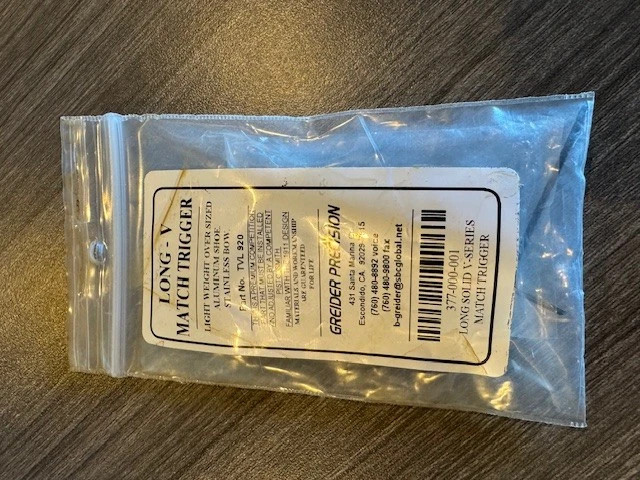 Greider Precision 1911 Long-V Match Trigger.  PN: TVL 920