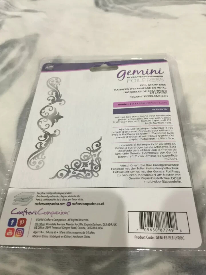 Gemini Hot Foil Stamp Die Set Elements Lyon Border & Corner New