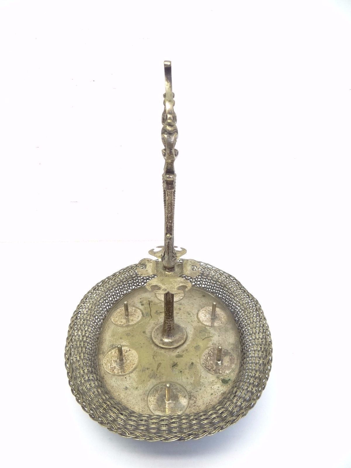 Vintage Used Silverplate Serving Caddy Tray Stand Basket Silver Plate Kitchen