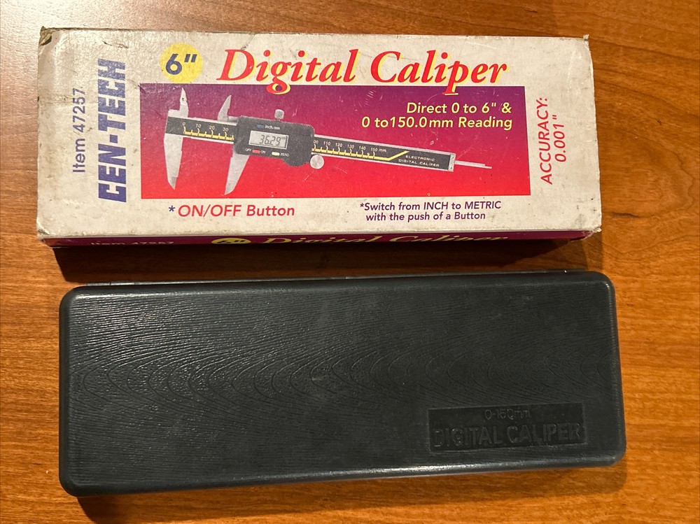 CEN-TECH 6" Electronic Digital Caliper Item 47257 with case, box, & instructions