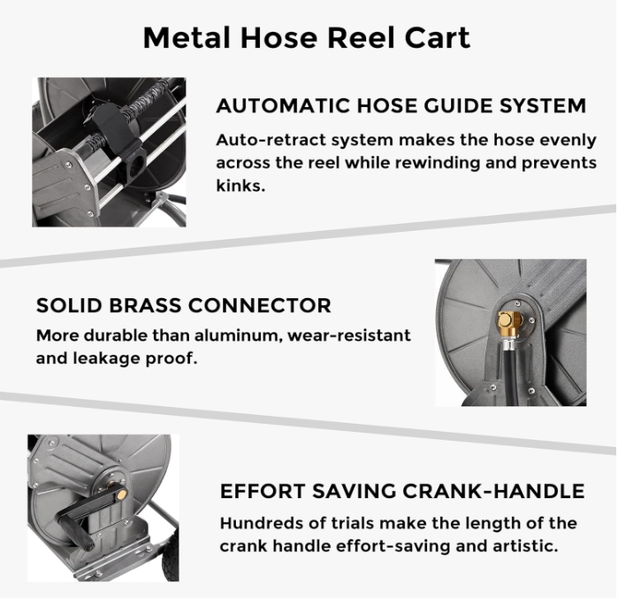 Giraffe Tools Garden Hose Reel Cart with Wheels Heavy Duty Yard