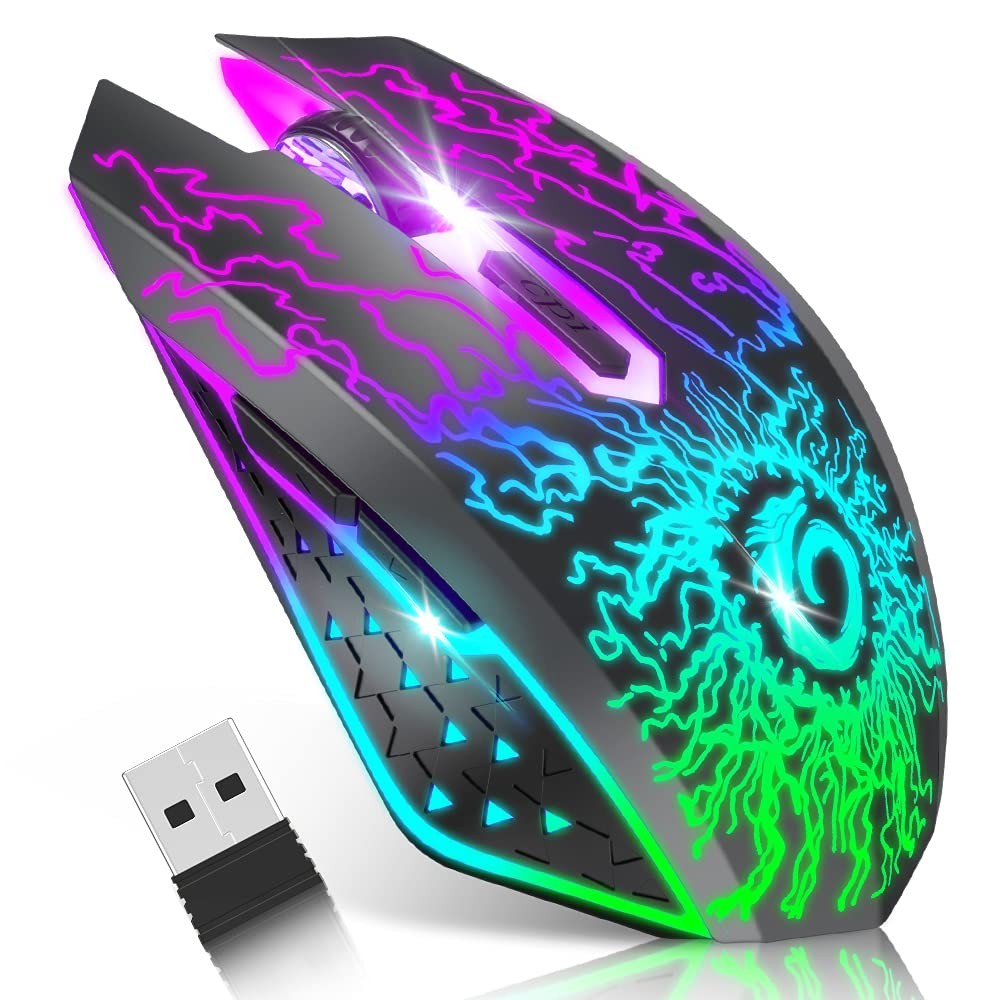 VersionTECH. Wireless Gaming Mouse, Rechargeable Computer Mouse Mice with Col...