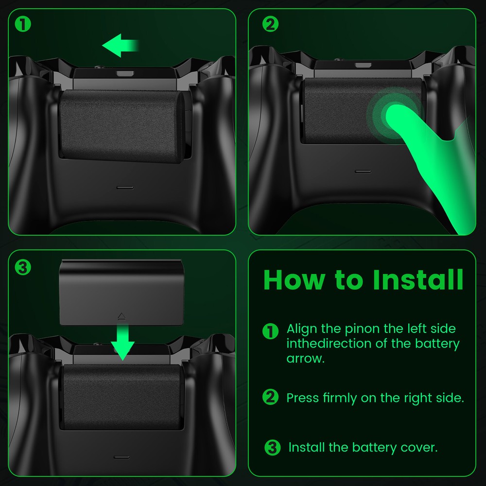 2 Rechargeable Battery Pack For XboxOne S X/Series X S Controller+Charging Cable
