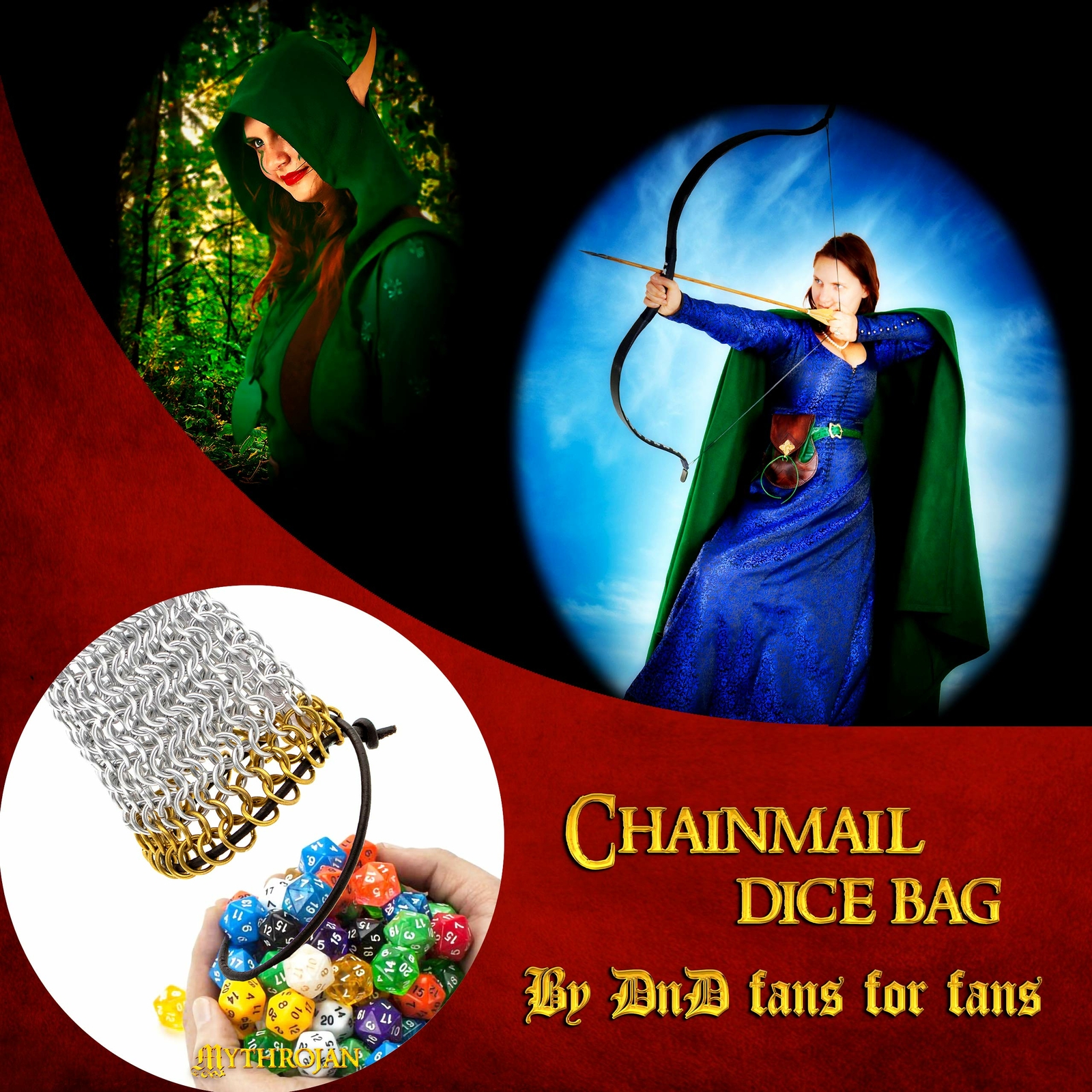 Chainmail DnD Dice Bag Pouch Drawstring Medieval RPG Playing Renaissance LARP