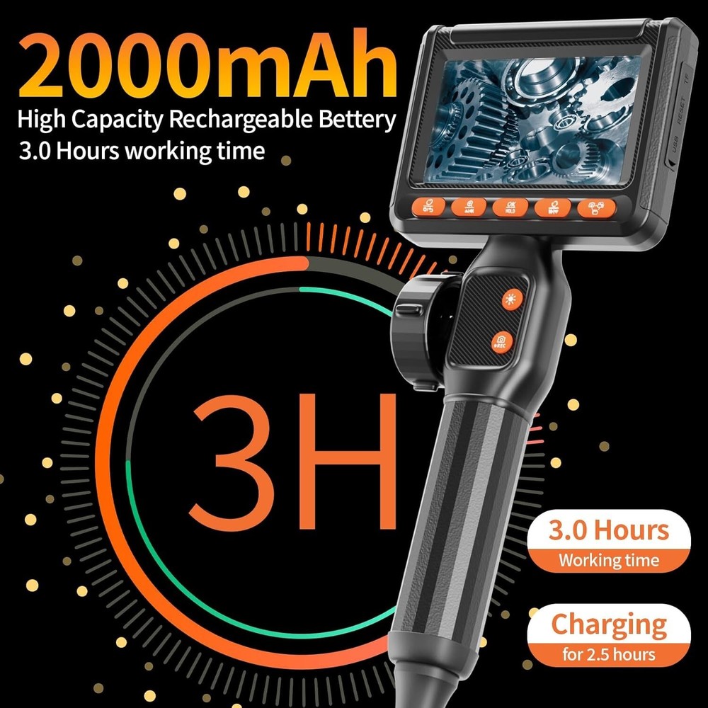 Two-Way Endoscope Camera with Light, HILYCEN Articulating Borescope with Light
