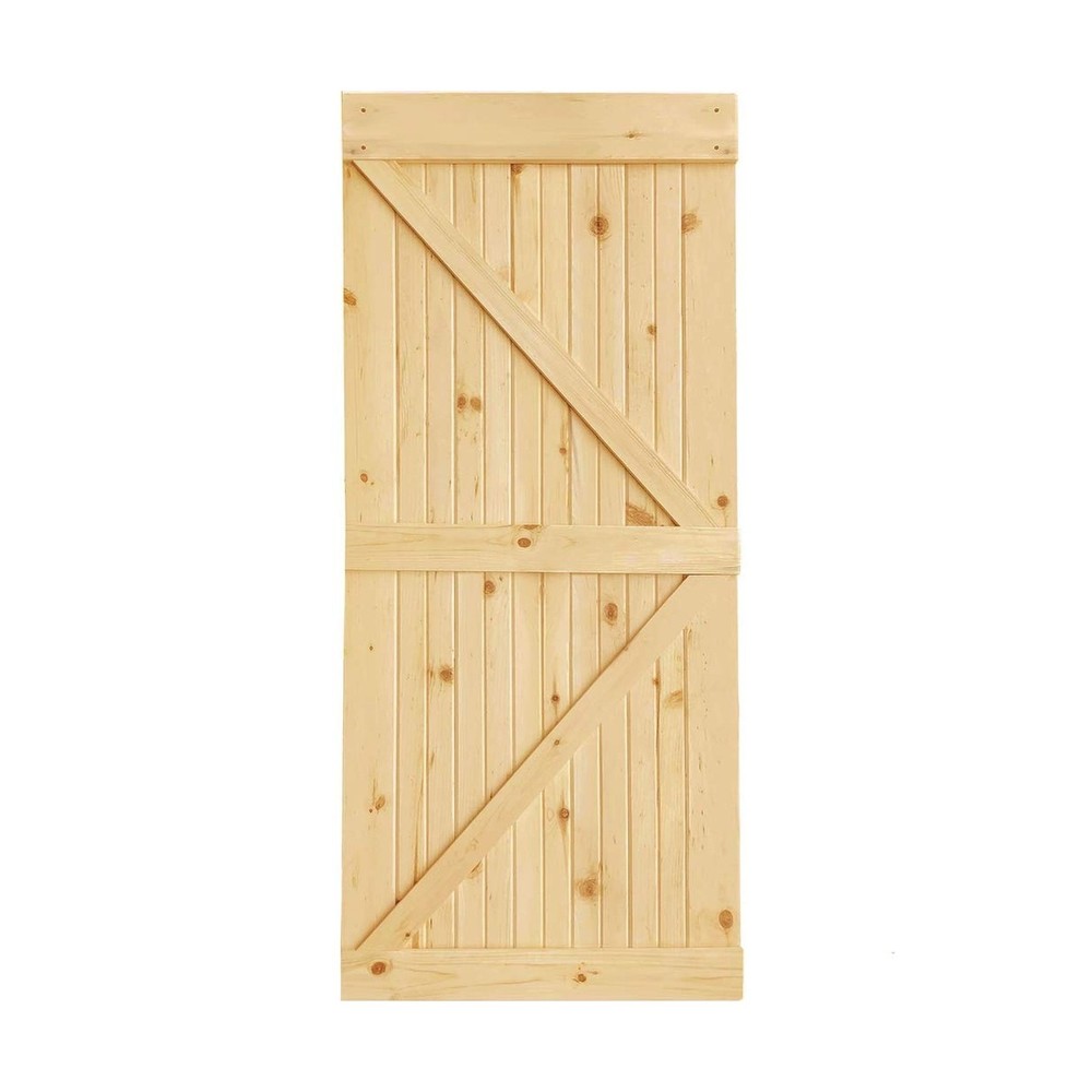 Kimberly Bay K-Bar Solid Pine Core Unfinished Interior Barn Door Slab DIY Kit...