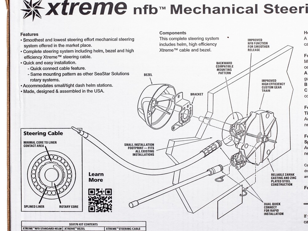 12ft SeaStar Xtreme NFB No Feedback Mechanical Rotary Steering Kit Single Cable