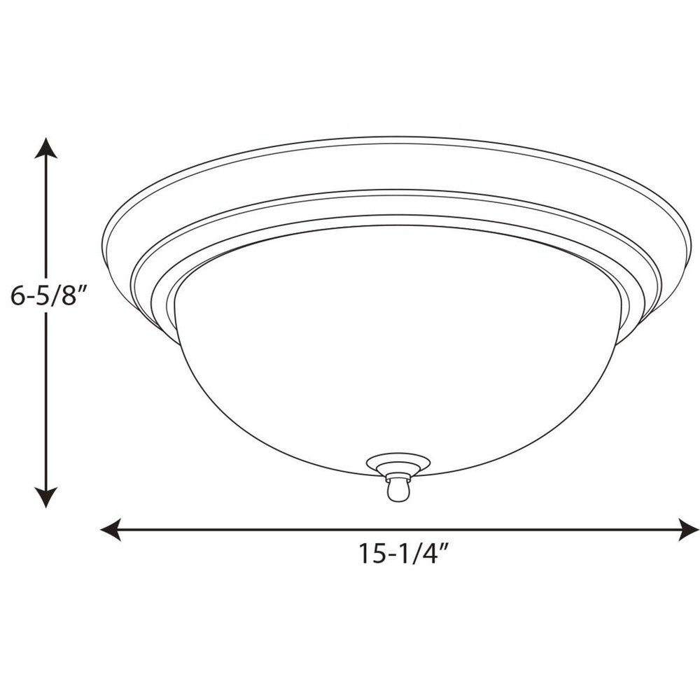 Three-Light Dome Glass 15-1/4" Close-to-Ceiling