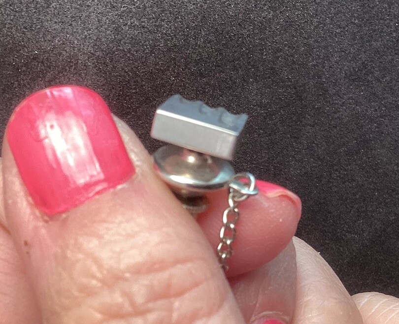 Very Nice Silver Tone Smooth Square Tie Tack With Cutouts