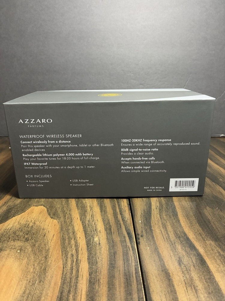 Azzaro Parfums Waterproof Bluetooth & Wireless Speaker New in Box